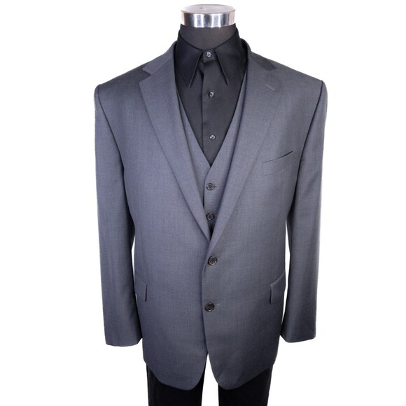 Ralph Lauren 2-Pcs Blazer / Vest Set Jacket Coat Solid Gray Sz 48R Two Button - Picture 7 of 16